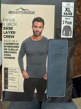 Adventuridge Men's 2-Pack Base Layer Crew Slim Fit Shirt XL